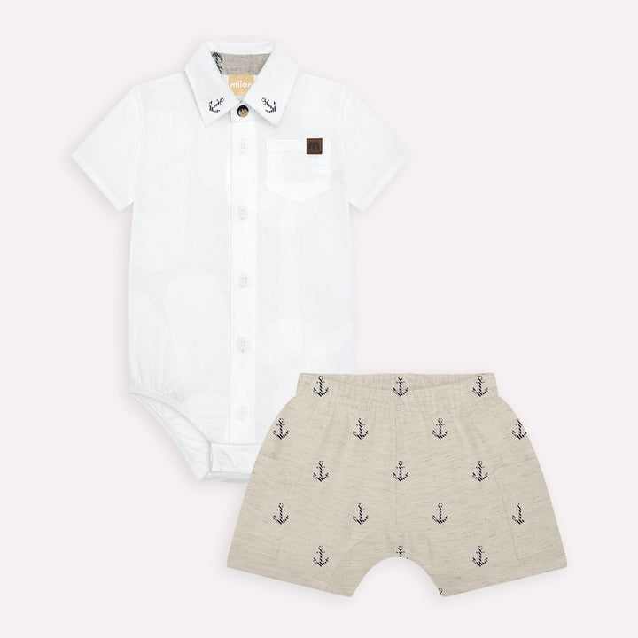 MILON BEBE NIÑO CONJ. DE SHORT BLANCO