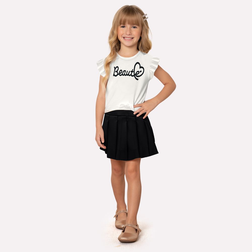 MILON NIÑA CONJ. DE FALDA BLANCO/NEGRO