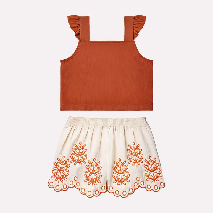 MILON NIÑA CONJ. DE SHORT NARANJA