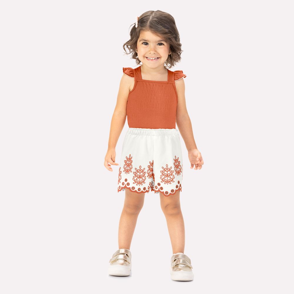 MILON NIÑA CONJ. DE SHORT NARANJA
