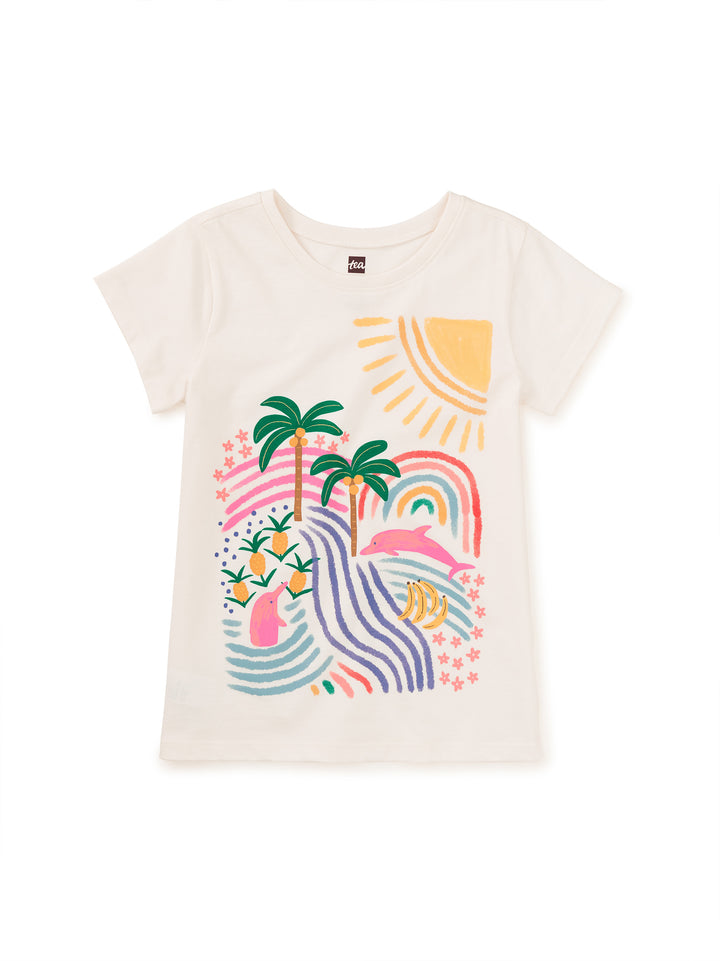 TEA COLLECTION NIÑA TSHIRT BRAZIL BEACH GRAPHIC CHALK
