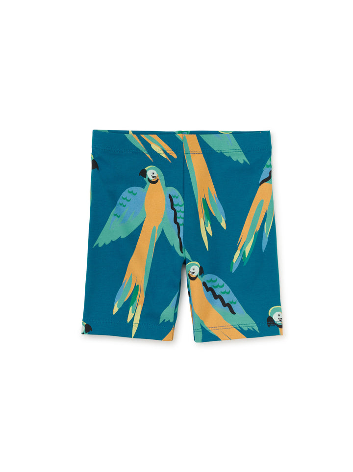 TEA COLLECTION NIÑA SHORT PRINTED BIKE BLUE & YELLOW MACAWS