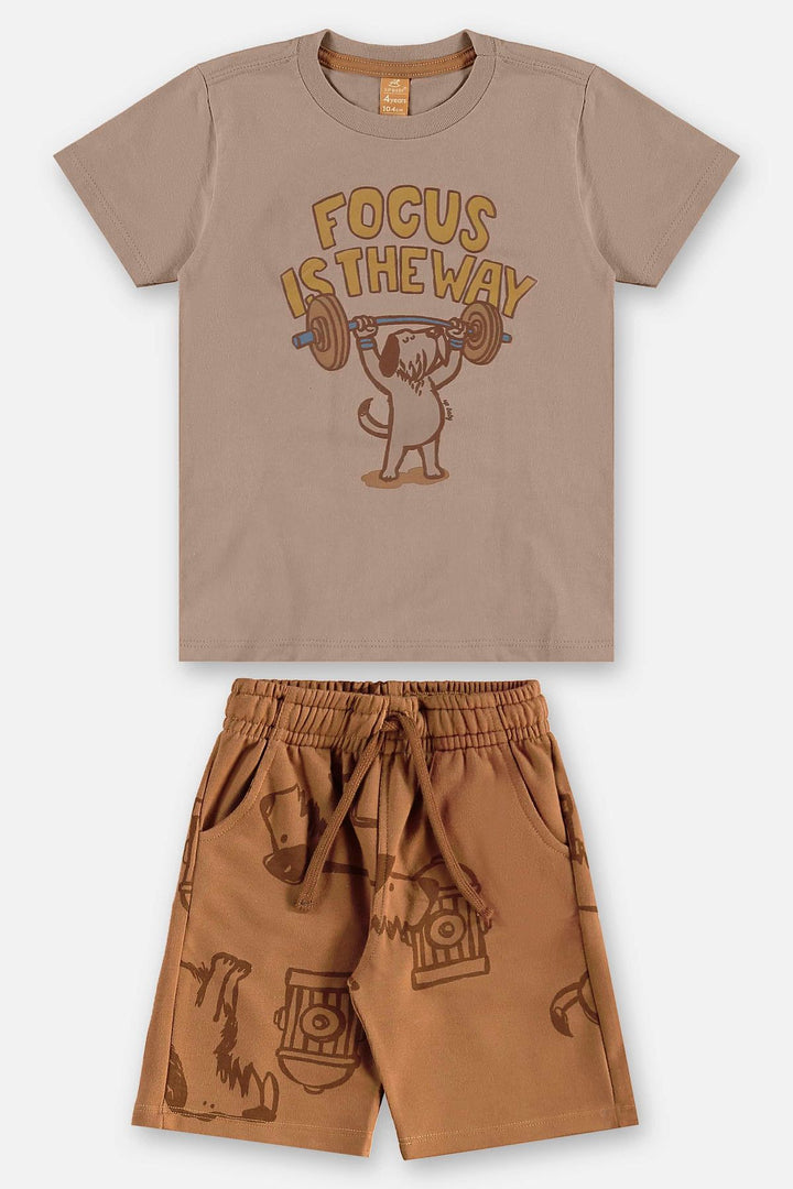 UP BABY NIÑO CONJ. DE SHORT CAQUI