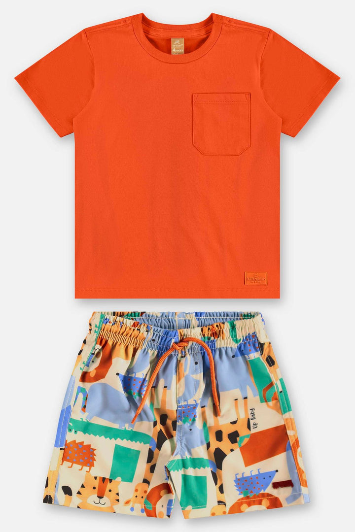 UP BABY NIÑO CONJ. DE SHORT LARANJA SCARLET