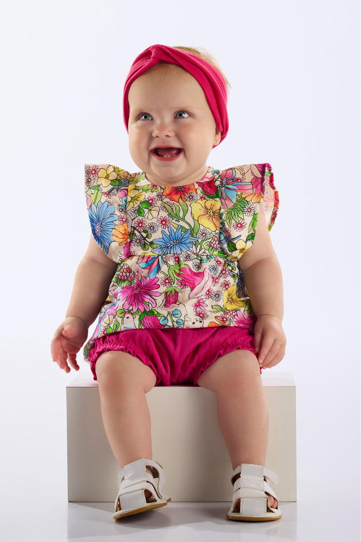 UP BABY BEBE NIÑA CONJ. DE SHORT FRAMBOESA