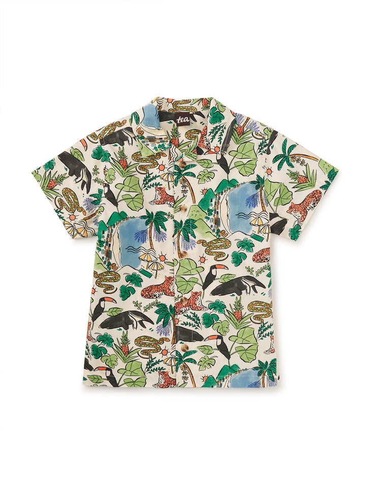 TEA COLLECTION NIÑO CAMISA PRINTED CAMP RIO ANIMAL SCENIC