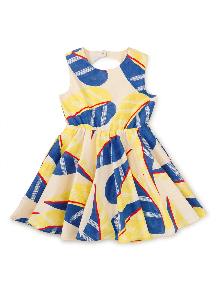TEA COLLECTION NIÑA VESTIDO OPEN BACK TWIRL TROPICAL LEAF