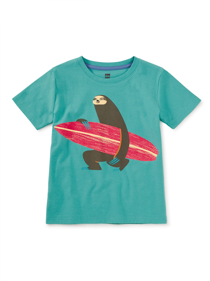 TEA COLLECTION NIÑO TSHIRT SURFER SLOTH PATINA