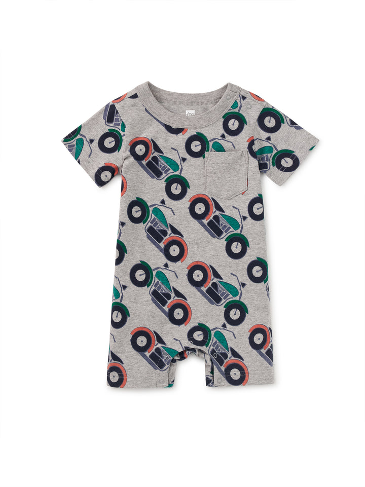 TEA COLLECTION BEBE NIÑO ROMPER POCKET SHORTIE MOTOCICLETA