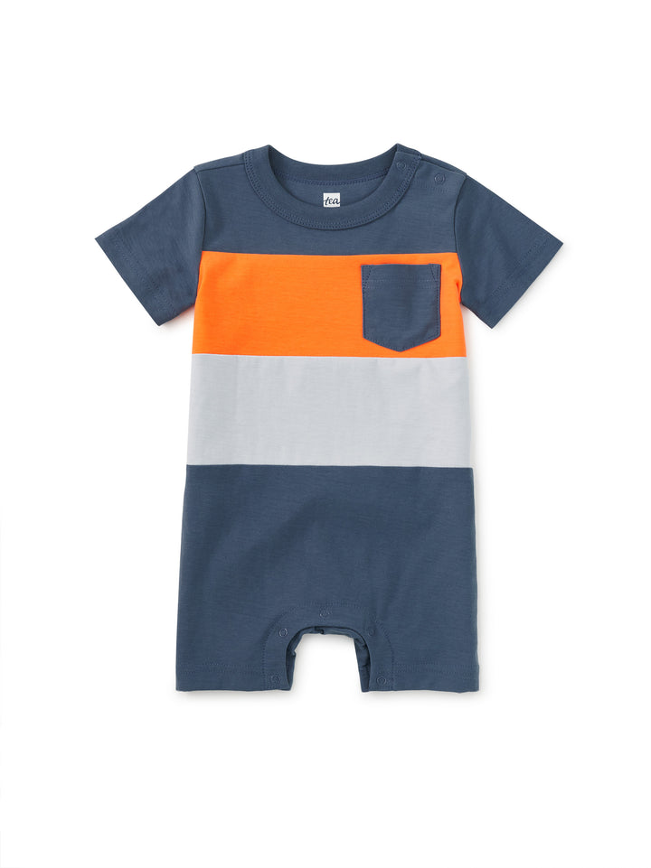 TEA COLLECTION BEBE NIÑO ROMPER COLORBLOCK CORNFLOWER