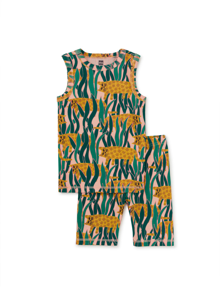 TEA COLLECTION NIÑA PIJAMA SUMMER NIGHTS TANK SNEAKY JUNGLE CAT