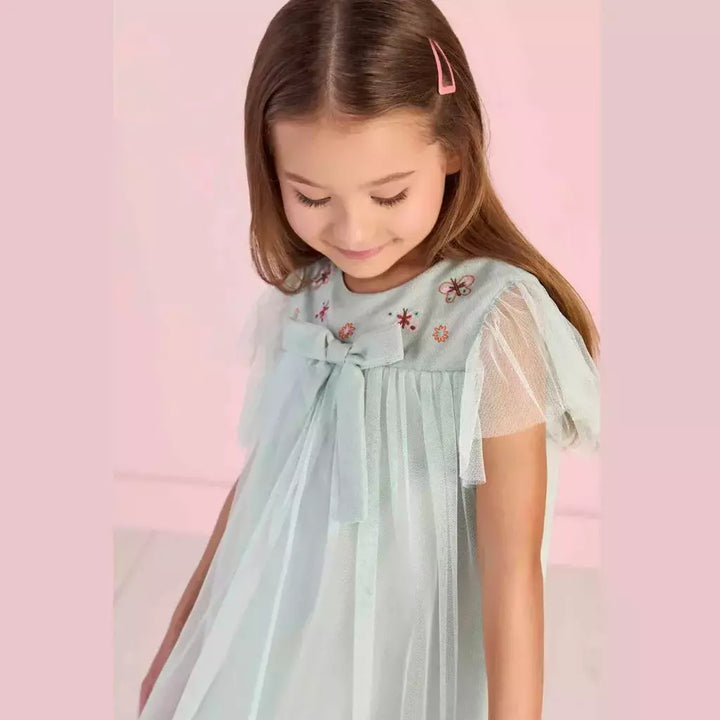 MON SUCRÉ NIÑA VESTIDO FLOWER GARDEN VERDE