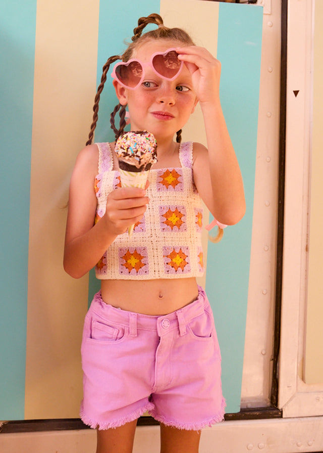 Mayoral Short Sarga Basico Lilac para Niña