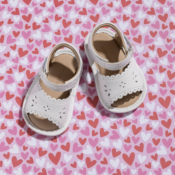 ELEPHANTITO BEBE NIÑA ZAPATO SCALLOPED WHITE