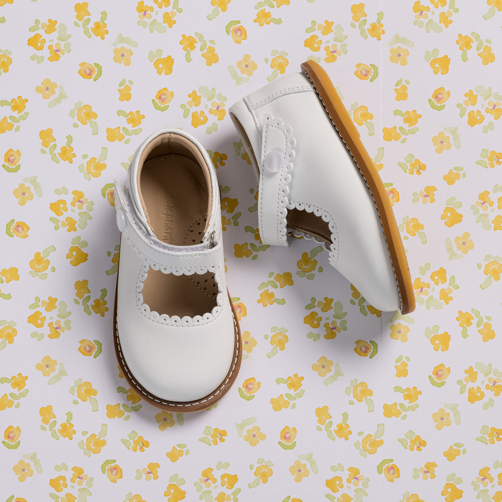 ELEPHANTITO BEBE NIÑA ZAPATO MARY JANE WHITE