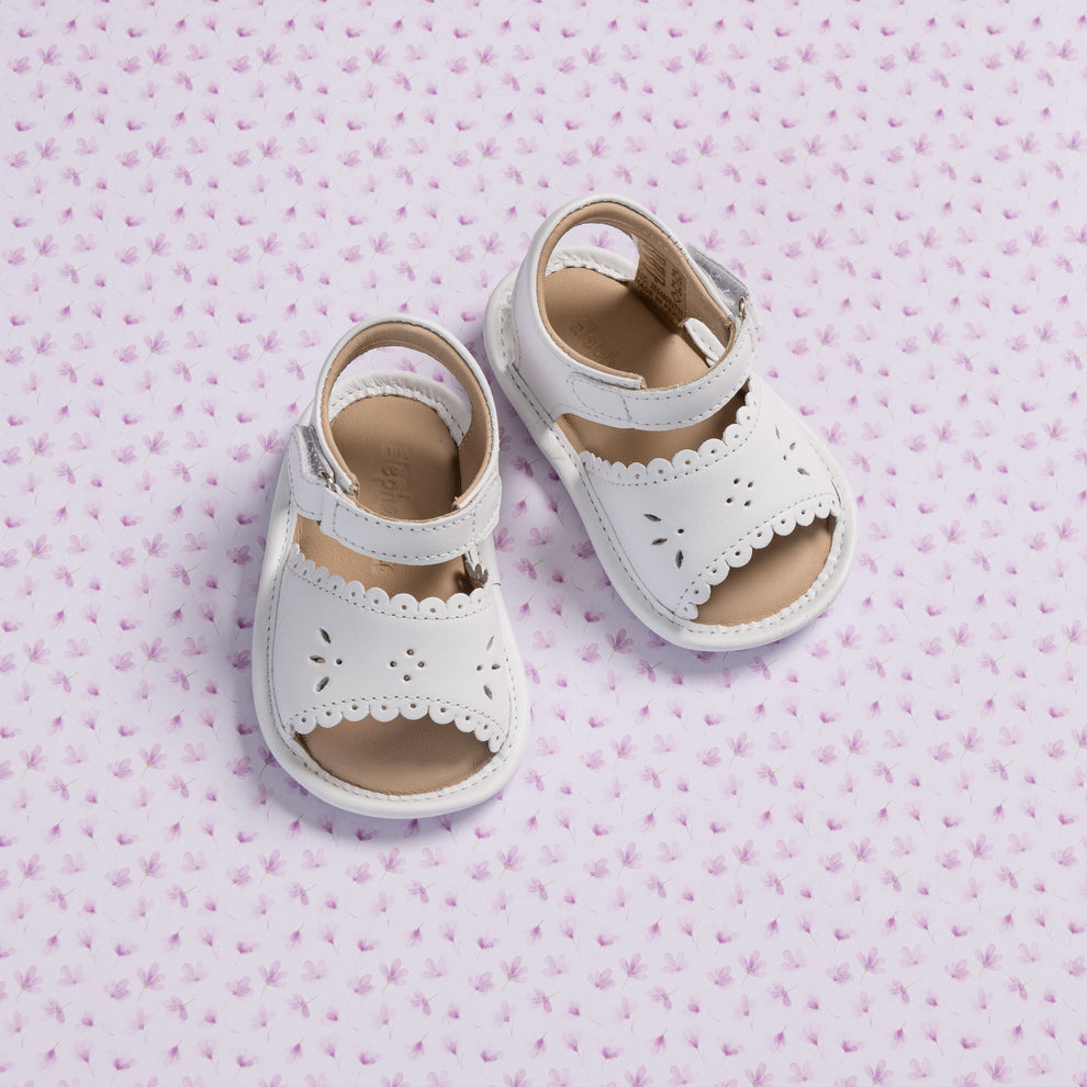 ELEPHANTITO BEBE NIÑA ZAPATO SCALLOPED WHITE