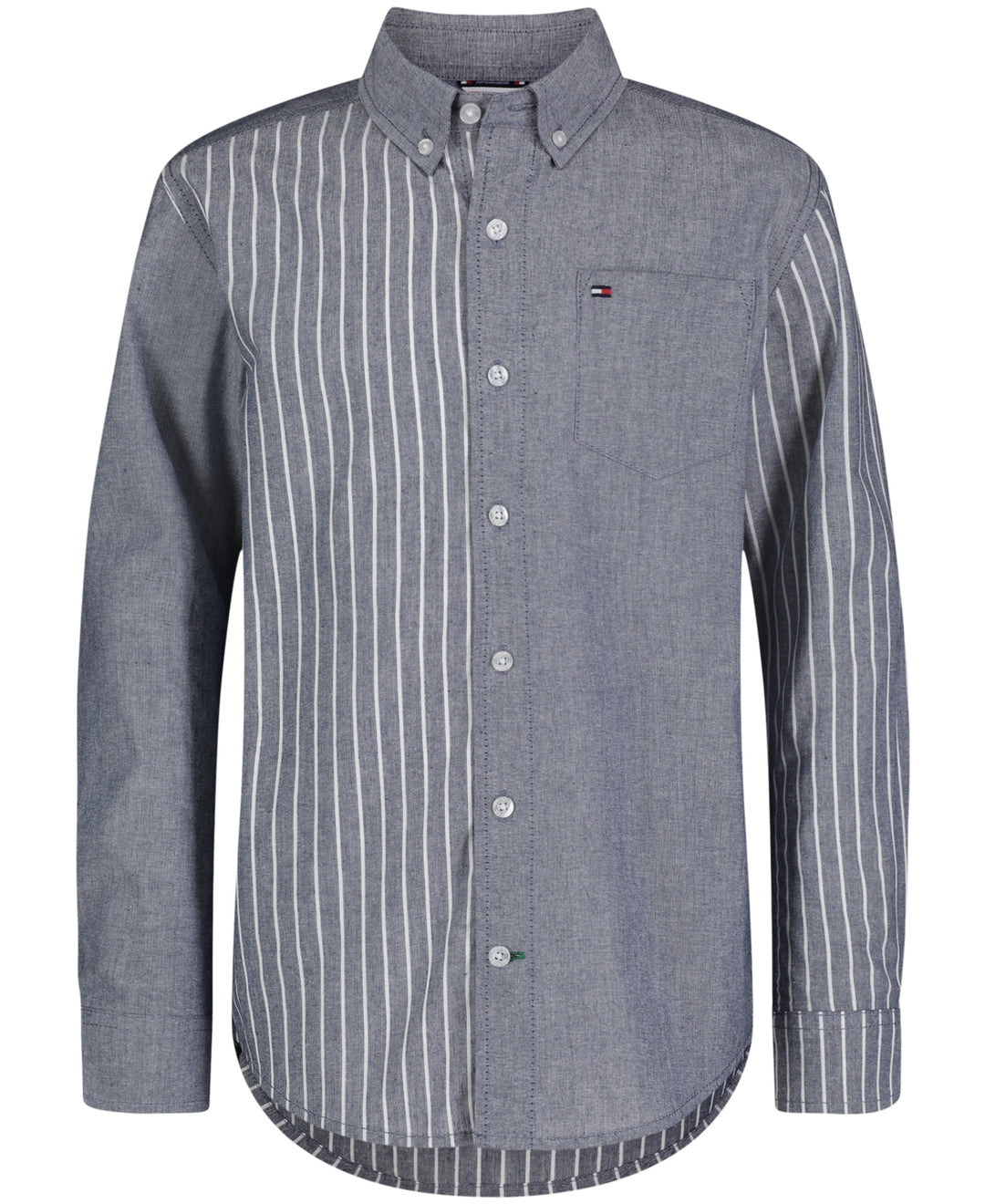 TOMMY HILFIGER NIÑO CAMISA BLOCKED CHAMBRAY FLAG BLUE