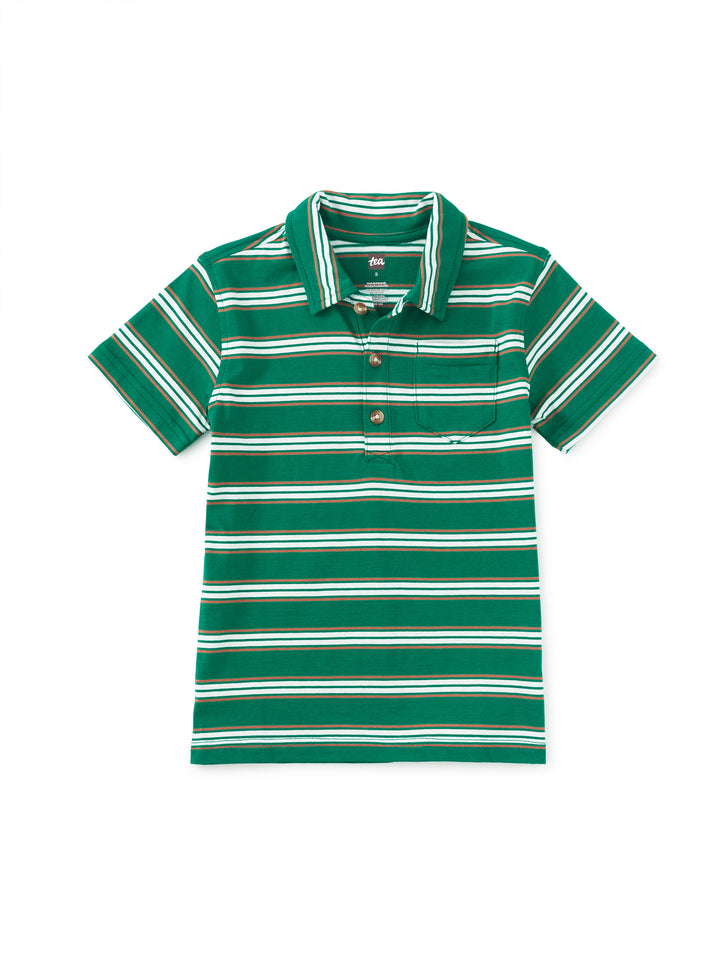 TEA COLLECTION NIÑO POLO STRIPED VIRIDIAN