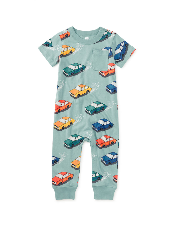 TEA COLLECTION BEBE NIÑO ROMPER POCKET VINTAGE CARS