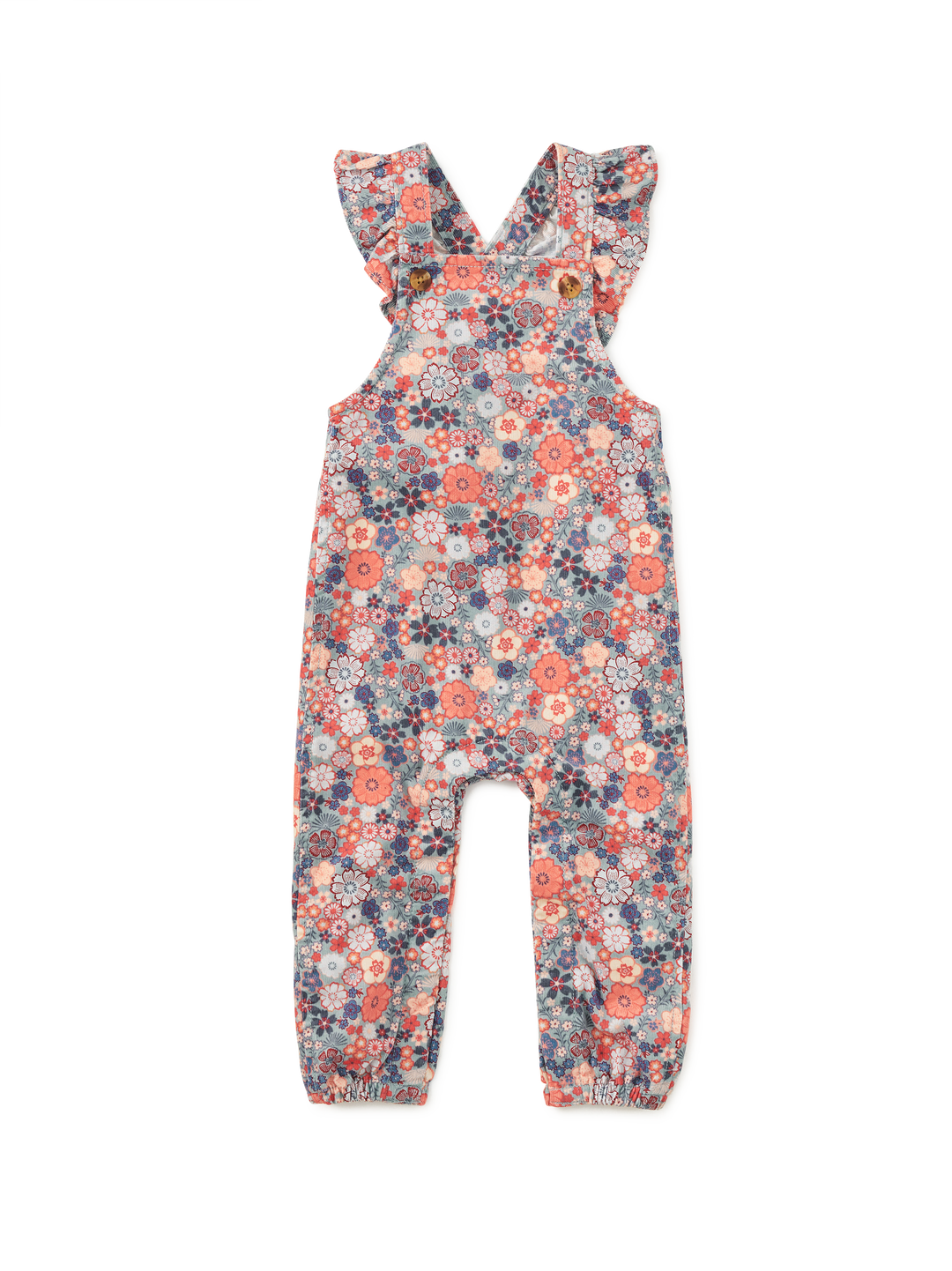 Tea Collection Enterizo Corduroy Ruffle Floral Japonés para Bebé Niña