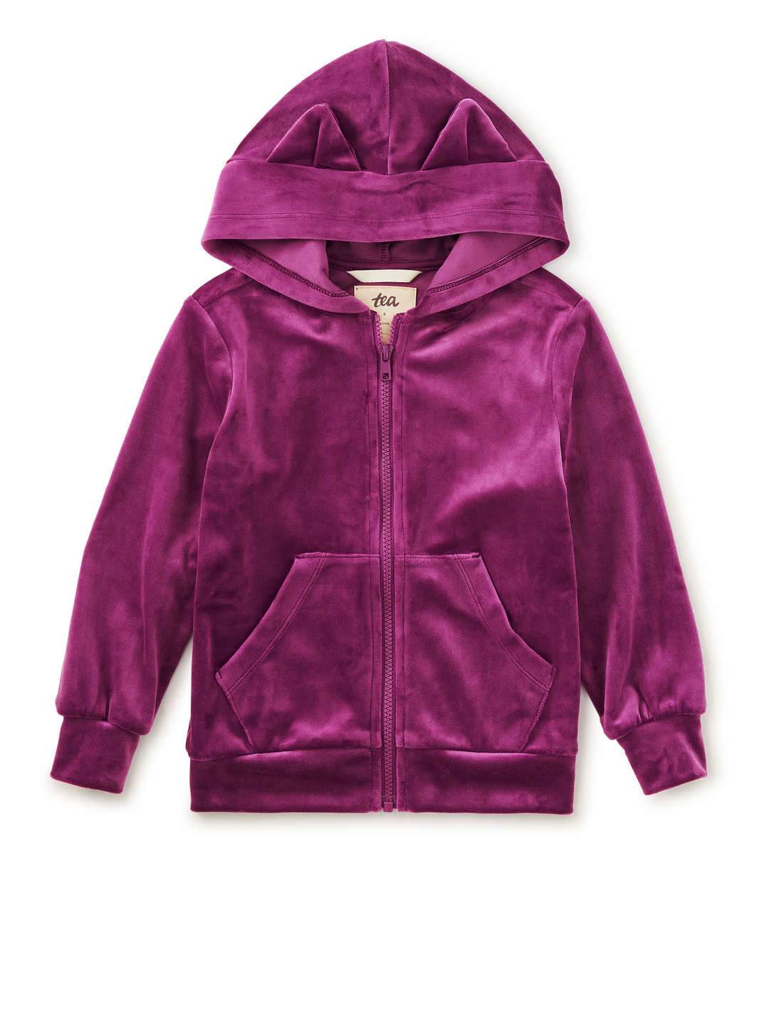 Tea Collection Abrigo Cat Ears Velour Cosmic Berry para Niña