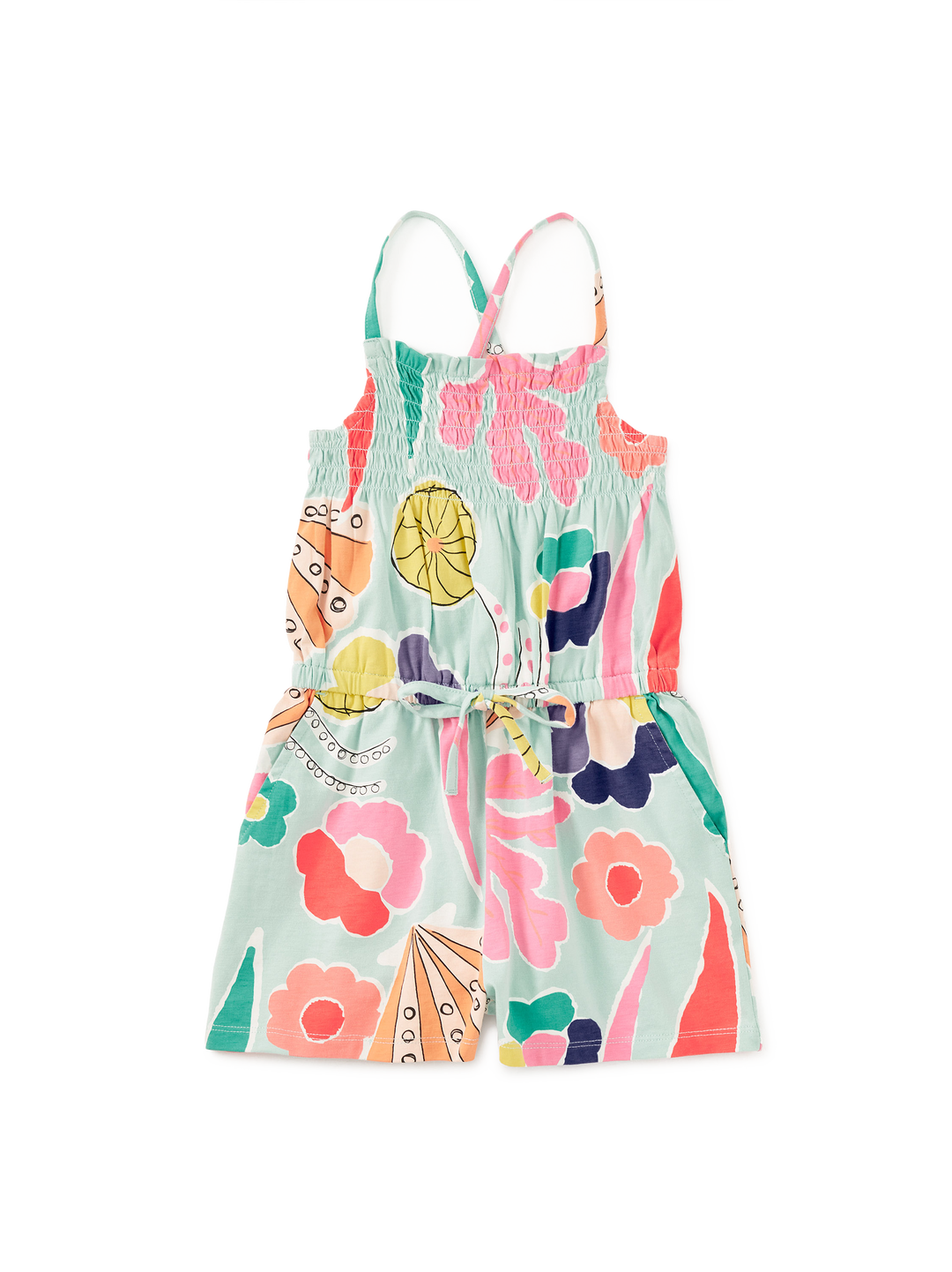 Tea Collection Mameluco Smocked Strappy Sea Floral para Niña