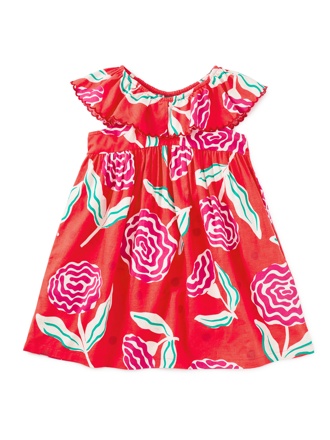 Tea Collection Vestido Flutter Sleeve Woven Flamenco Carnation para Niña