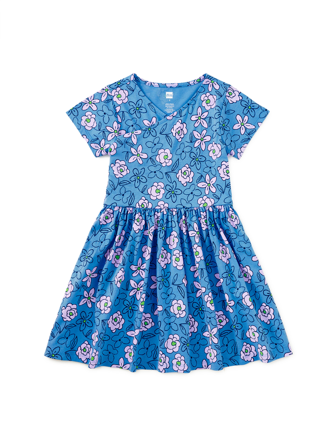 Tea Collection Vestido Wrap Neck Carnation Toss para Niña