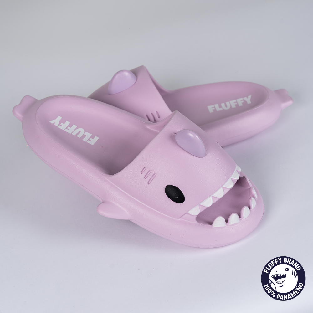 FLUFFY NIÑA CHANCLETA SHARK PURPLE BLISS