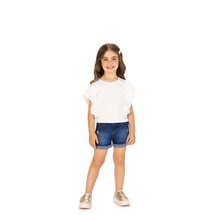 MILON NIÑA BLUSA CROPPED BLANCO
