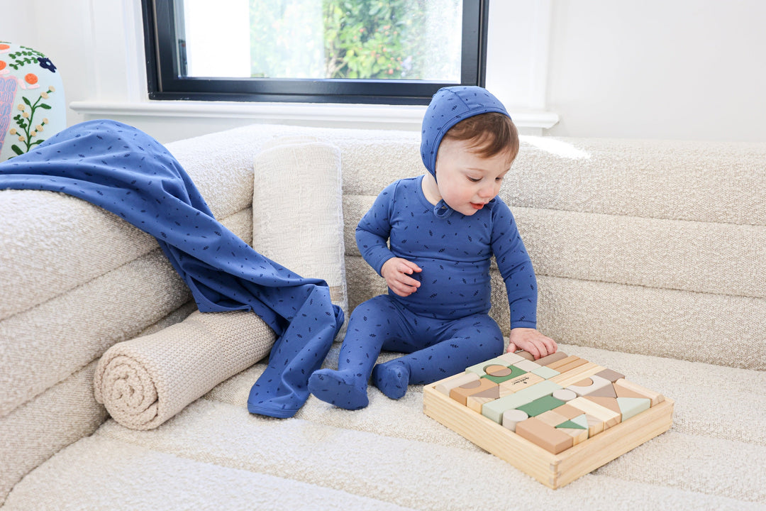 MANIERE BEBE NIÑO PIJAMA ELEGANT LEAVES ROYAL BLUE