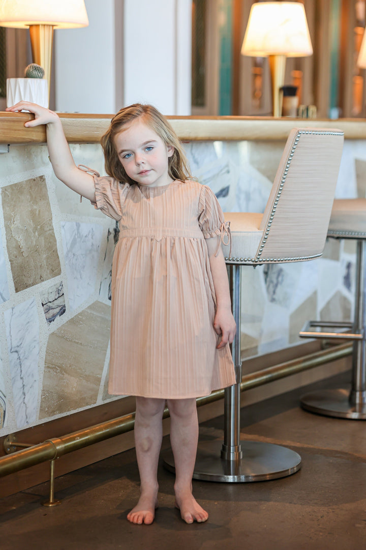 MANIERE NIÑA VESTIDO STRIPED FAUX TAB MAUVE