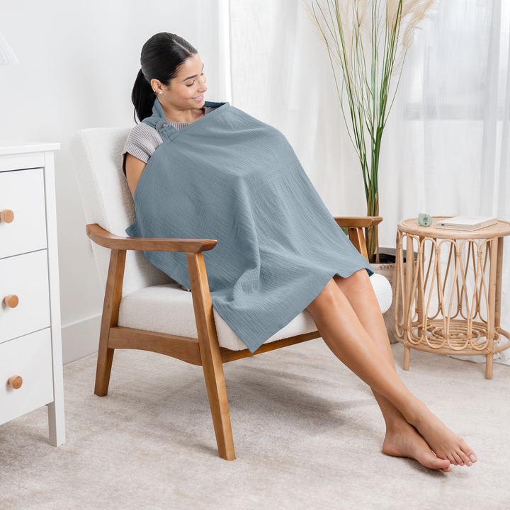 COMFY CUBS FRAZADA NURSING COVER PACIFIC BLUE