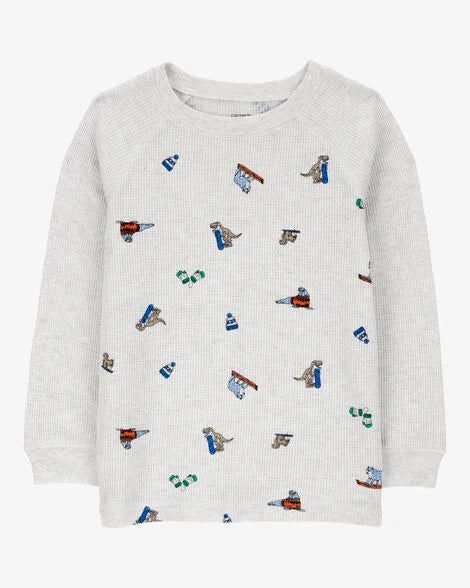 CARTERS NIÑO TSHIRT WINTER ANIMALS LS GREY