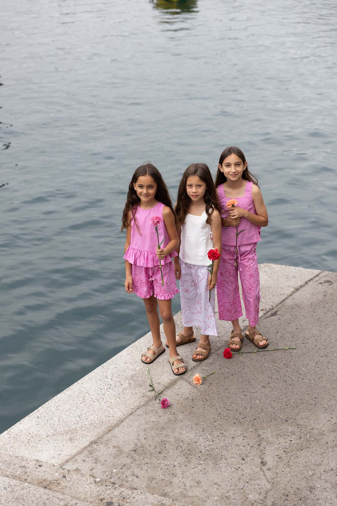 Piglo Conjunto Top Amarrado y Pantalón Jardín Rosado para Niña