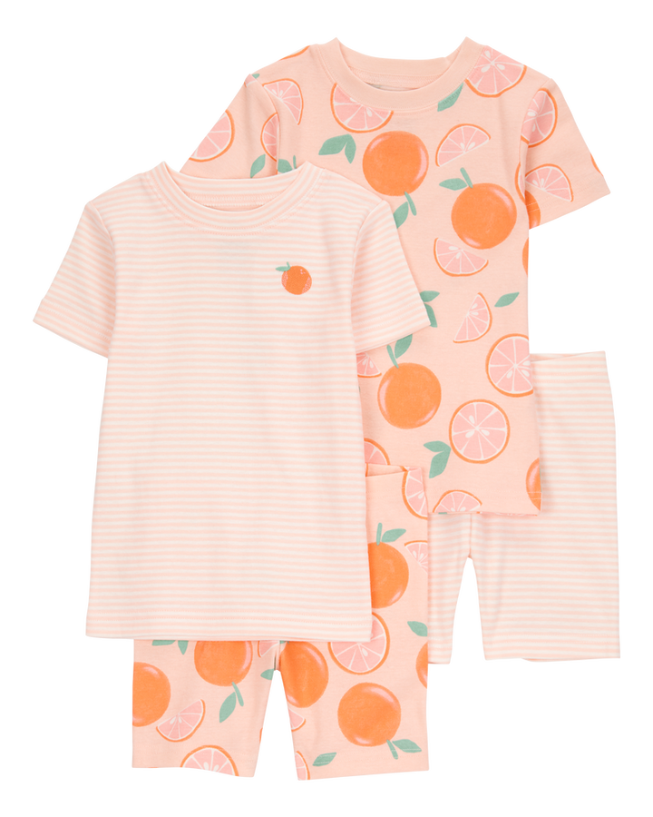 CARTERS NIÑA PIJAMA ORANGE/WHITE/ORANGE 4PK