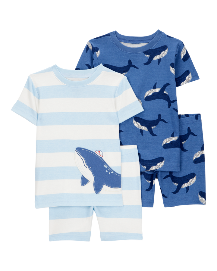 CARTERS NIÑO PIJAMA BLUE WHALE STRIPE 4PK
