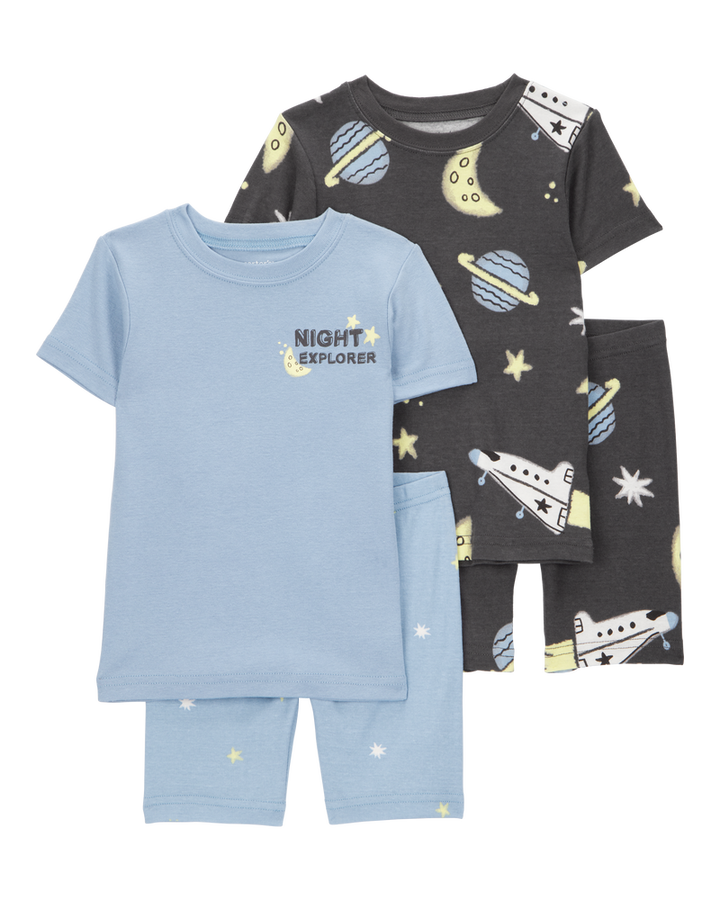 CARTERS NIÑO PIJAMA BLUE/BLACK SPACE 4PK