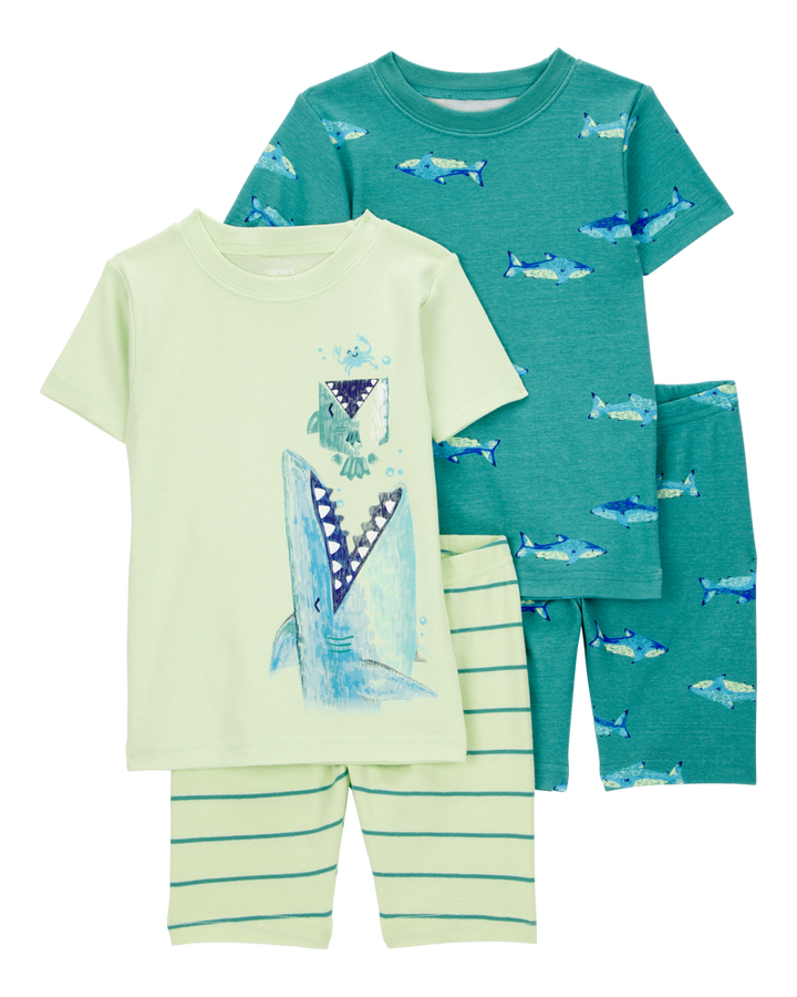 CARTERS NIÑO PIJAMA GREEN SHARK 4PK