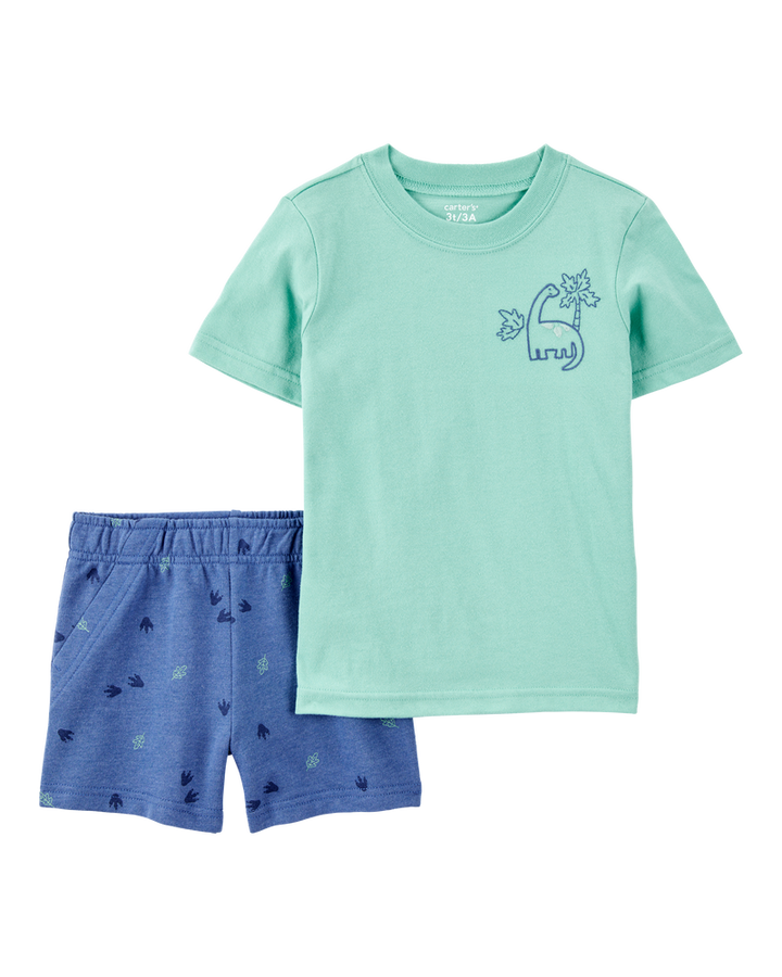 CARTERS NIÑO CONJ. DE SHORT GREEN NAVY DINO 2PK