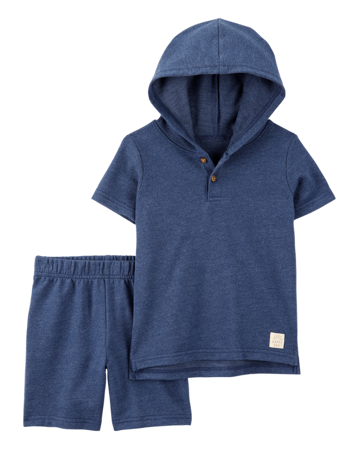 CARTERS NIÑO CONJ. DE SHORT NAVY HENLEY HOODED 2PK