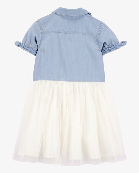 OSHKOSH NIÑA VESTIDO DENIM-TULLE