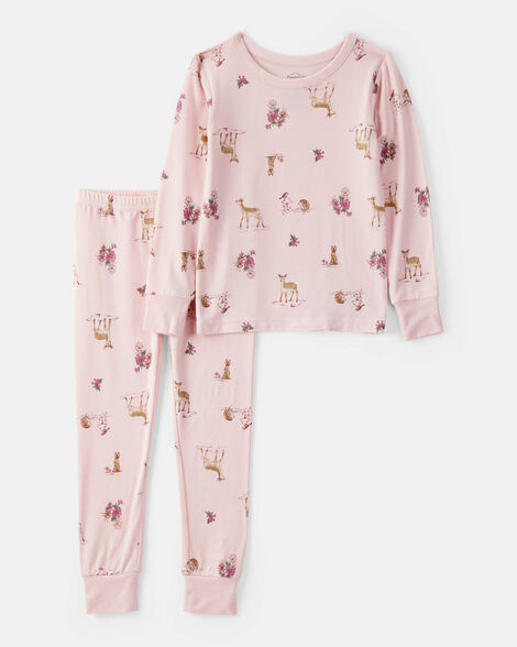 CARTERS NIÑA PIJAMA PURELYSOFT URELYSOFT PINK WOODLAND PRINT