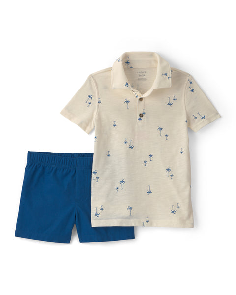 Carters Conjunto De Short White/blue para Niño