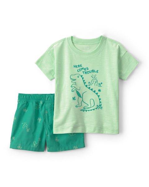 Carters Conjunto De Short Green para Niño