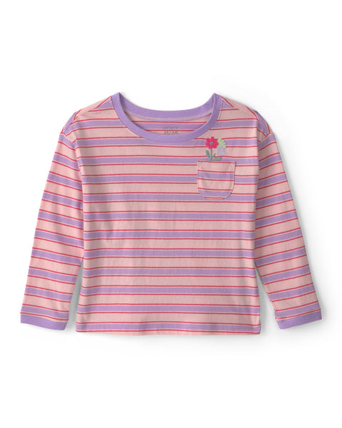 Carters Tshirt Stripe Manga Larga para Niña
