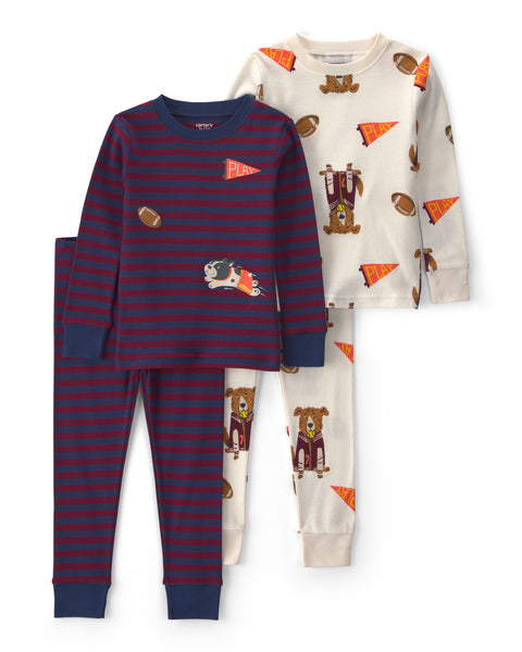Carters Pijama Cotton Striped Dog 4pcs para Niño