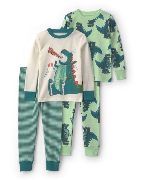 Carters Pijama Cotton Green Dino 4pcs para Niño