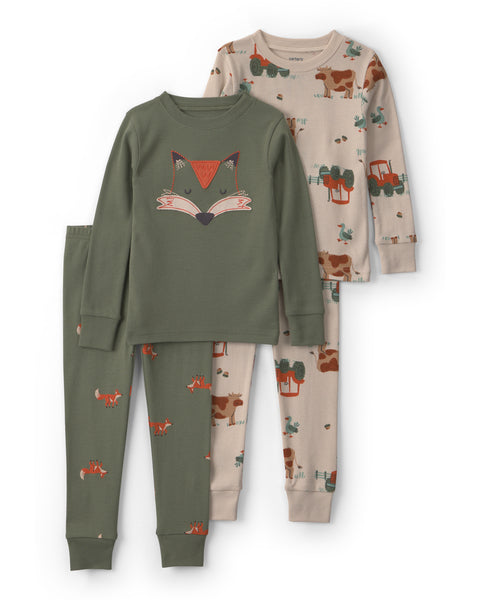 Carters Pijama Cotton Fox Face 4pcs para Niño