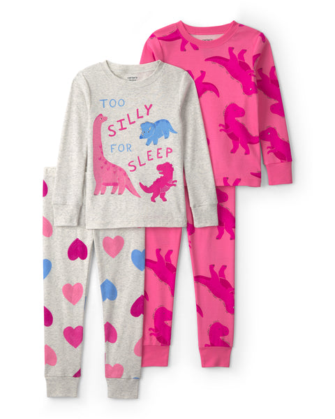 Carters Pijama Cotton Pink Dino 4pcs para Niña
